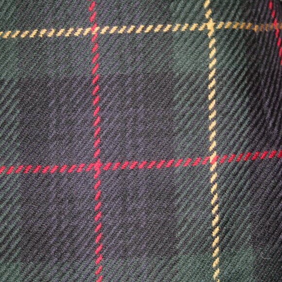 Talbots Wool Wrap SKIRT Black/Green Tartan Red Yellow Plaid Button Closure Sz 8P - Picture 5 of 6